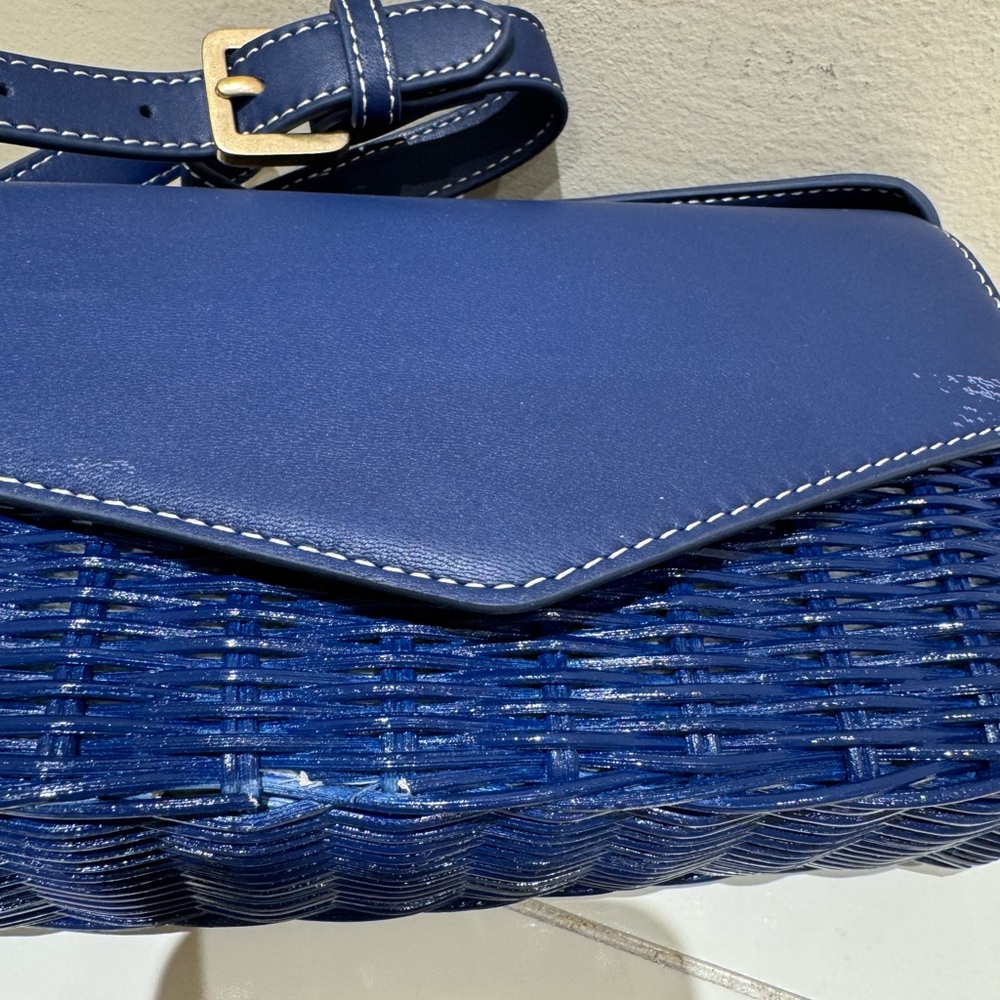 J.McLaughlin blue wicker bag 
Removable strap- clutch or crossbody - Picture 3 of 5